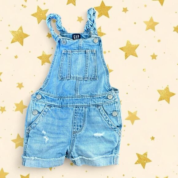GAP 2T Braided Denim Shortalls Overalls - Picture 1 of 3